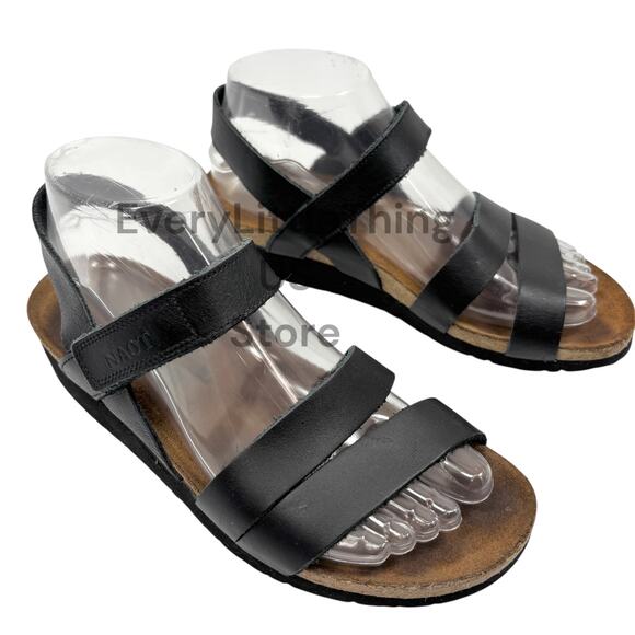 Naot Kayla Sandals 38 / 7 Leather Strappy Slingback Wedge Comfort Beach Coastal - Picture 1 of 10